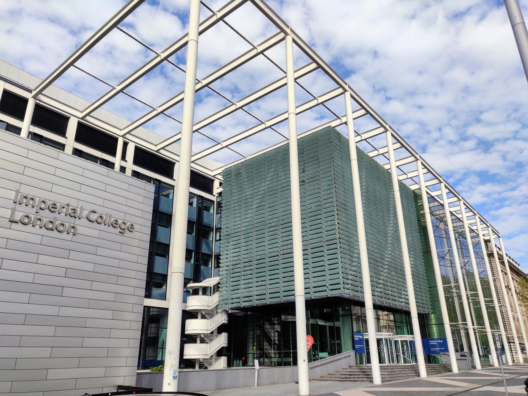 Main Entrance and Sign Imperial College London Exhibition Road in spring 2